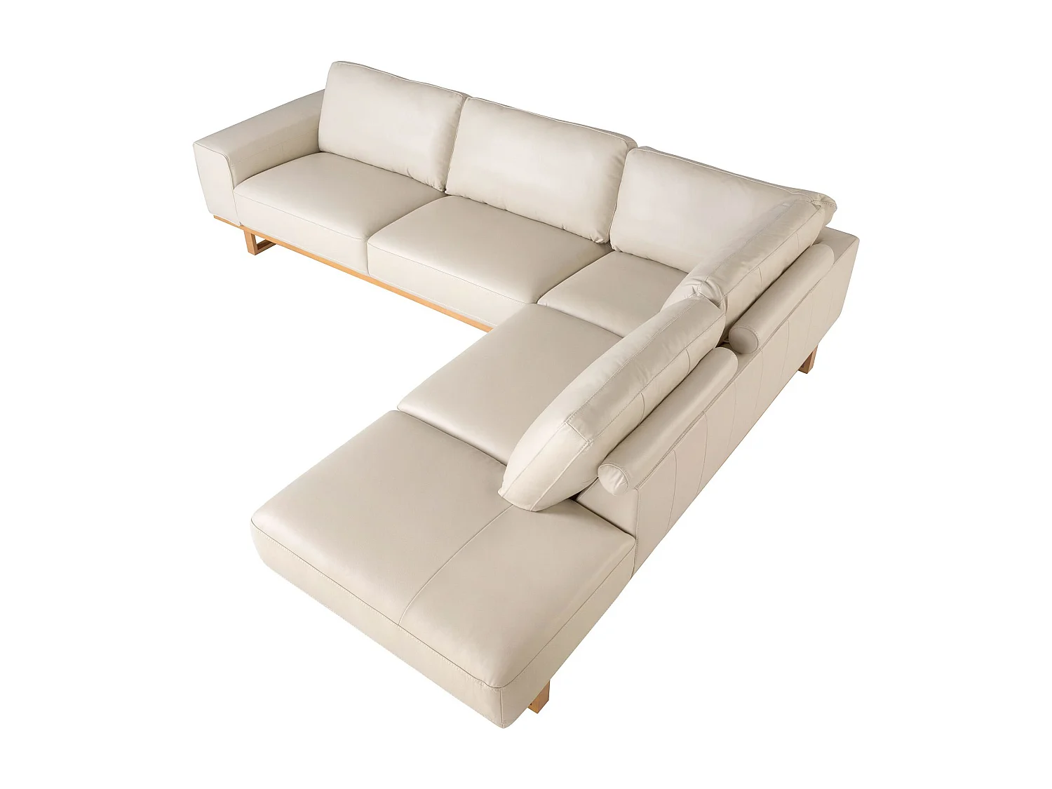 Canapé d'angle droit en cuir sable 6203 ANGEL CERDA