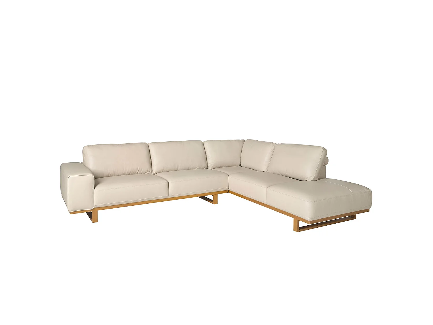 Canapé d'angle 5 places en cuir beige ANGEL