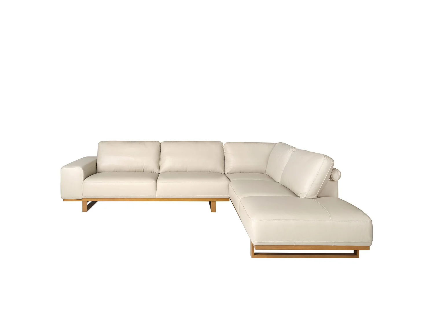 Canapé d'angle 5 places en cuir beige ANGEL