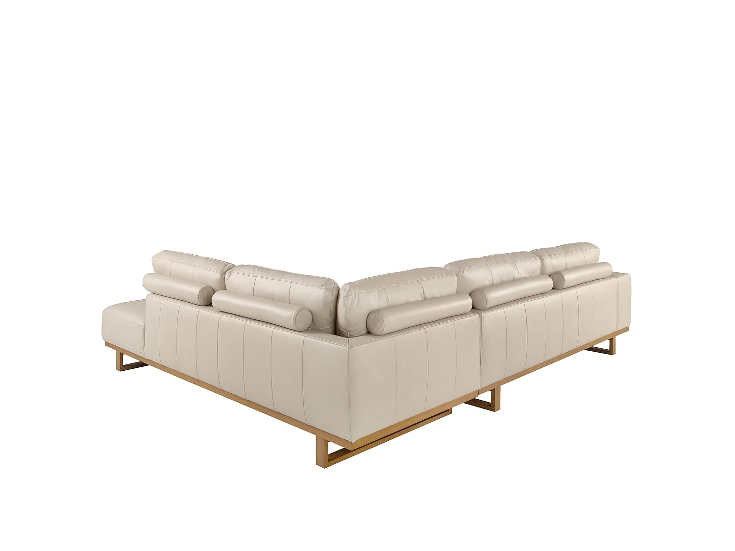 Canapé d'angle 5 places en cuir beige ANGEL
