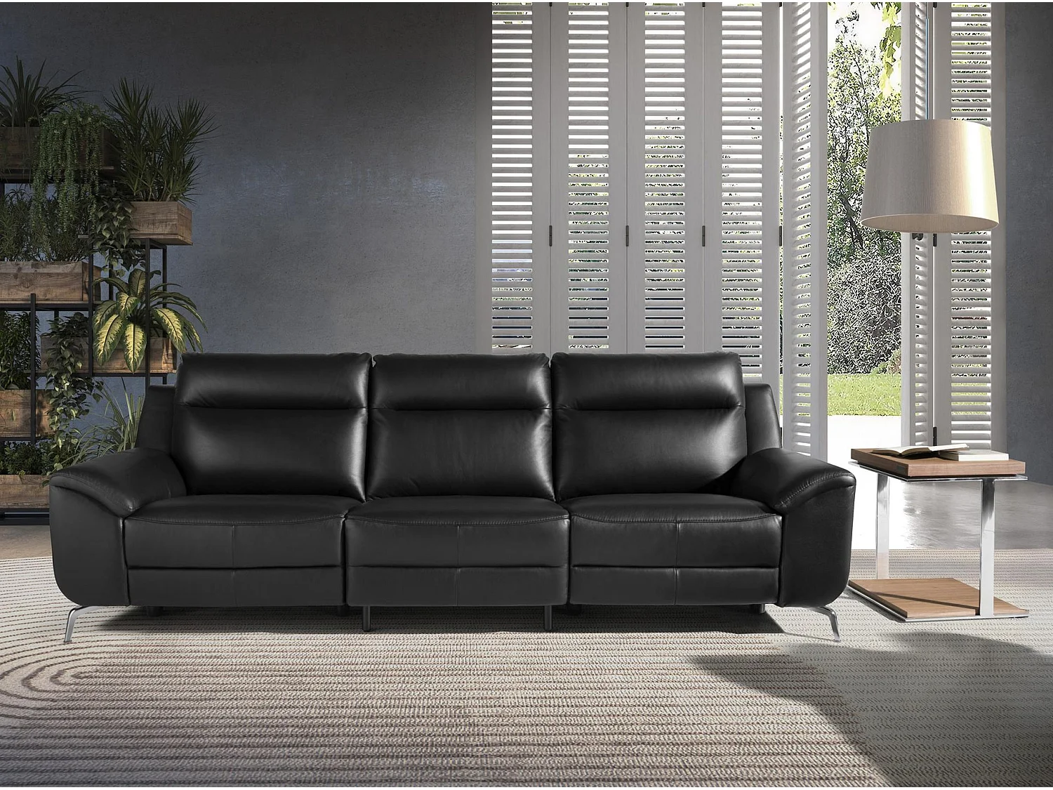 3 zits lederen relax bank zwart 6194 ANGEL CERDA