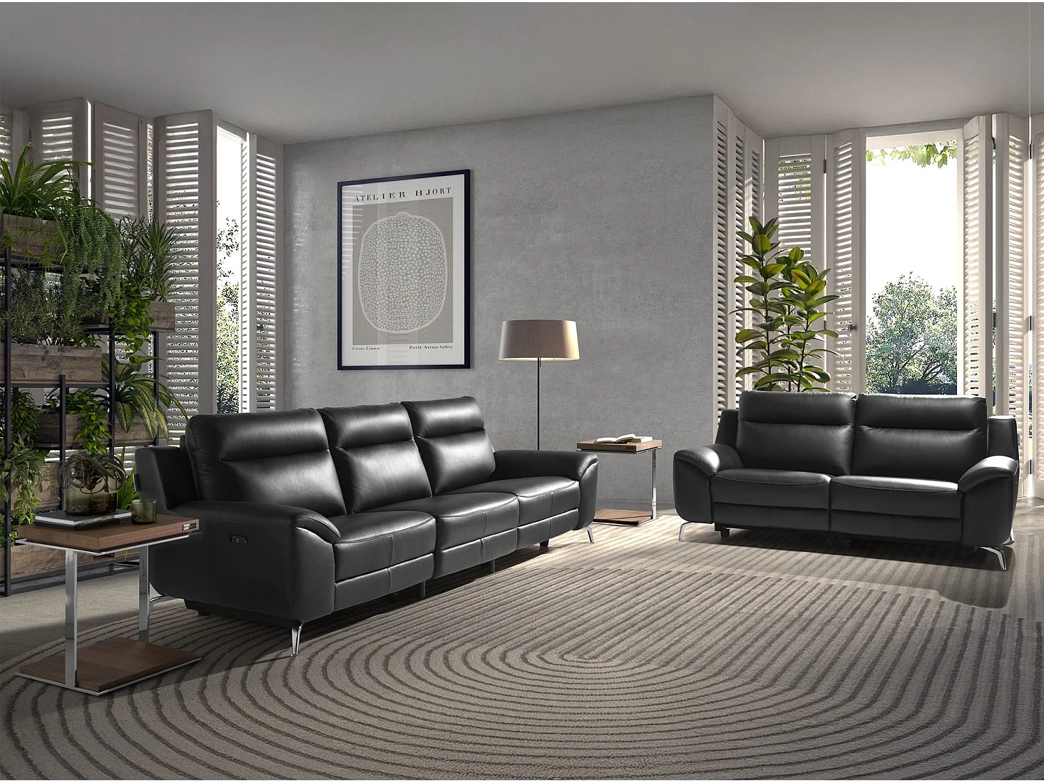 3 zits lederen relax bank zwart 6194 ANGEL CERDA