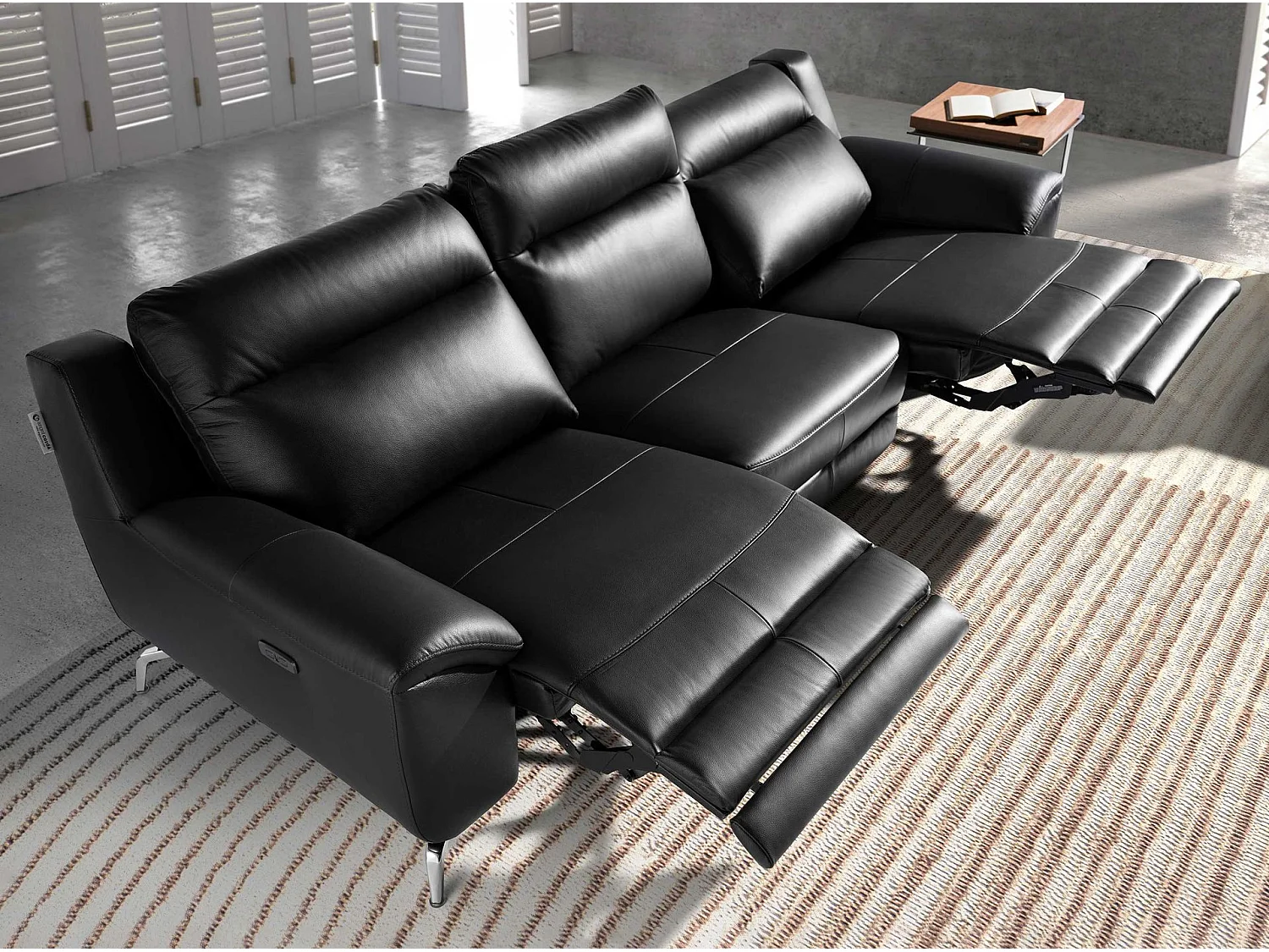 3 zits lederen relax bank zwart 6194 ANGEL CERDA
