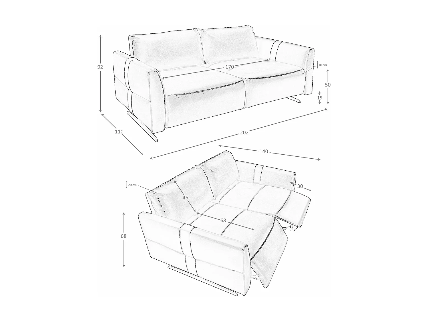 3 zitsbank blauw leer 6196 ANGEL CERDA