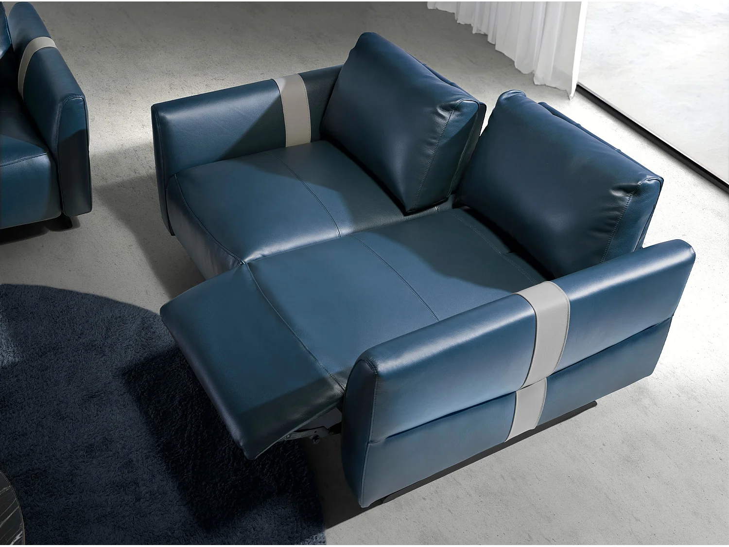 3 zitsbank blauw leer 6196 ANGEL CERDA