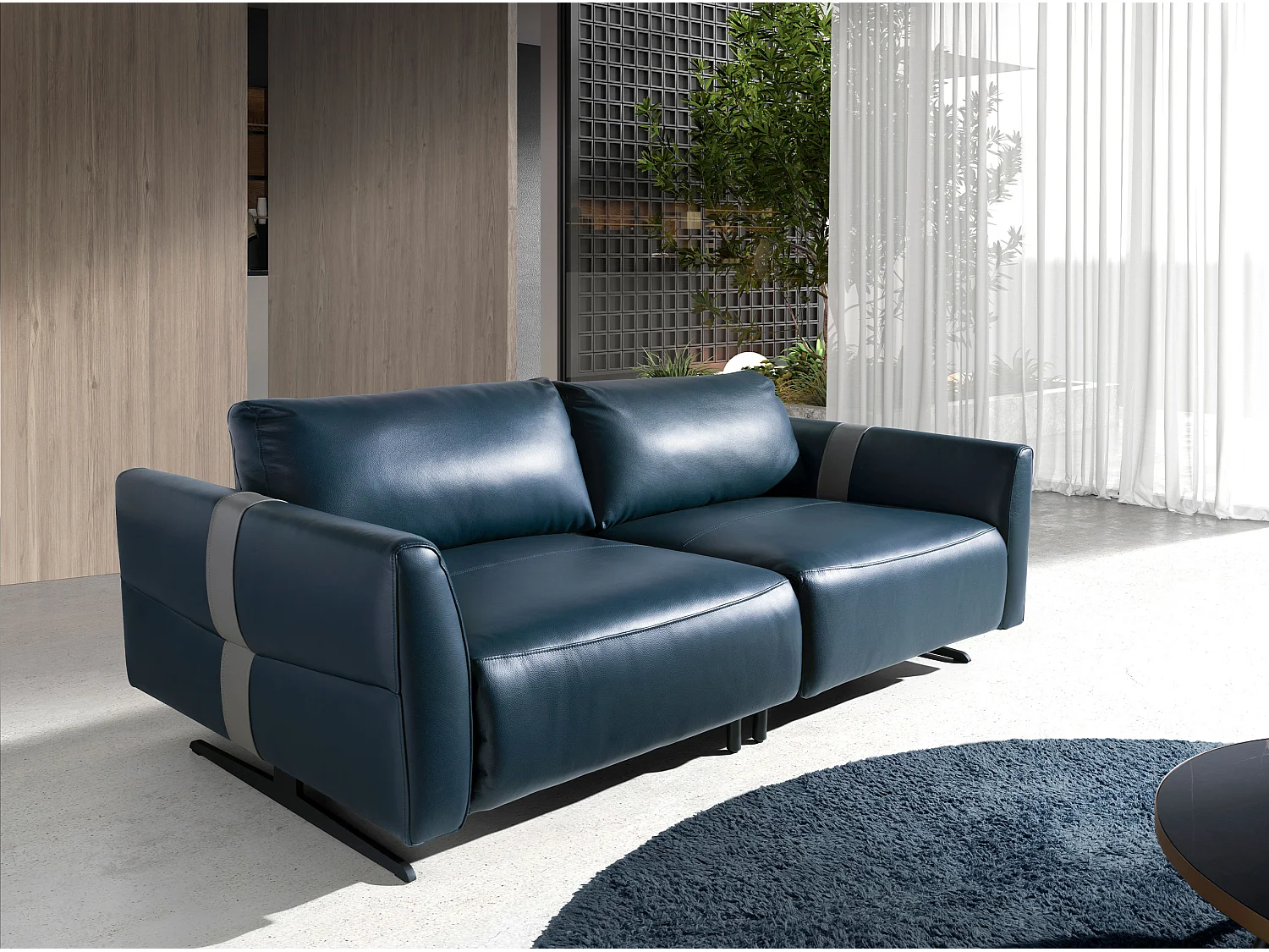3 zitsbank blauw leer 6196 ANGEL CERDA