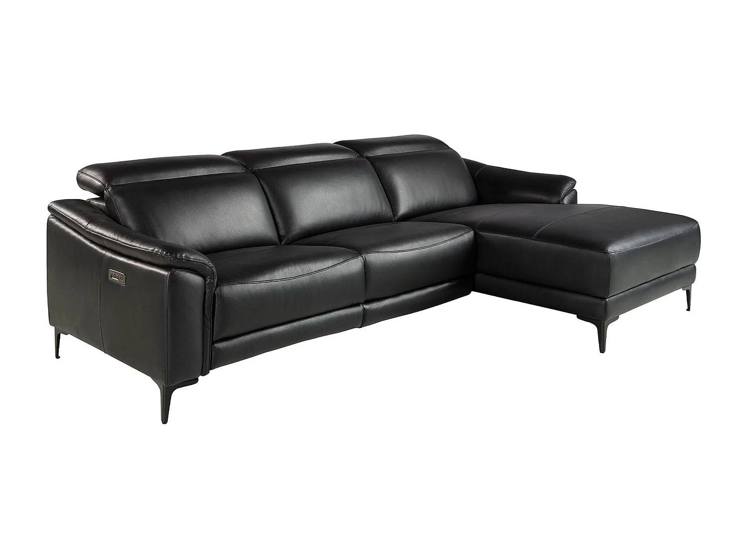 Canapé d'angle relax droite en cuir noir 6205 ANGEL CERDA