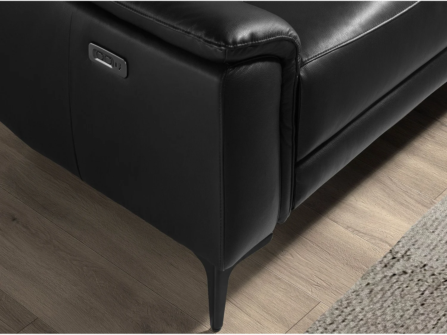 Canapé d'angle relax droite en cuir noir 6205 ANGEL CERDA