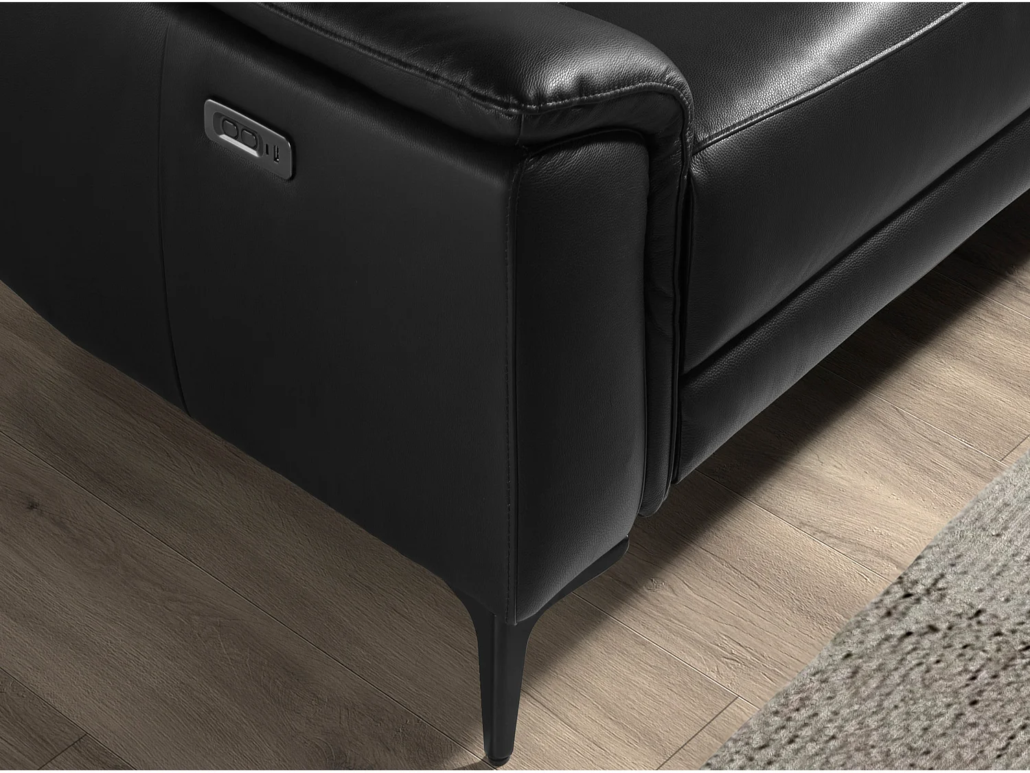 Canapé d'angle relax droite en cuir noir 6205 ANGEL CERDA