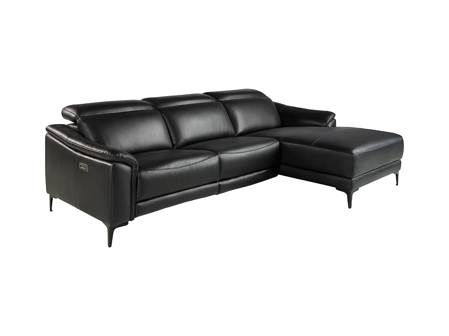 canapé d'angle relax droite en cuir noir 6205 ANGEL CERDA