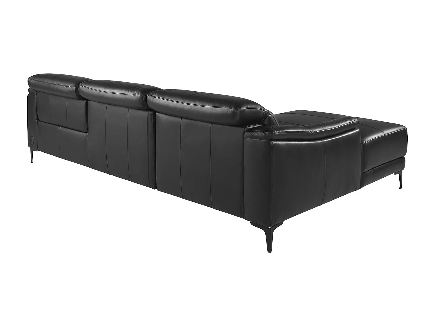 Sofá chaise longue direito em couro preto 6205 ANGEL CERDA