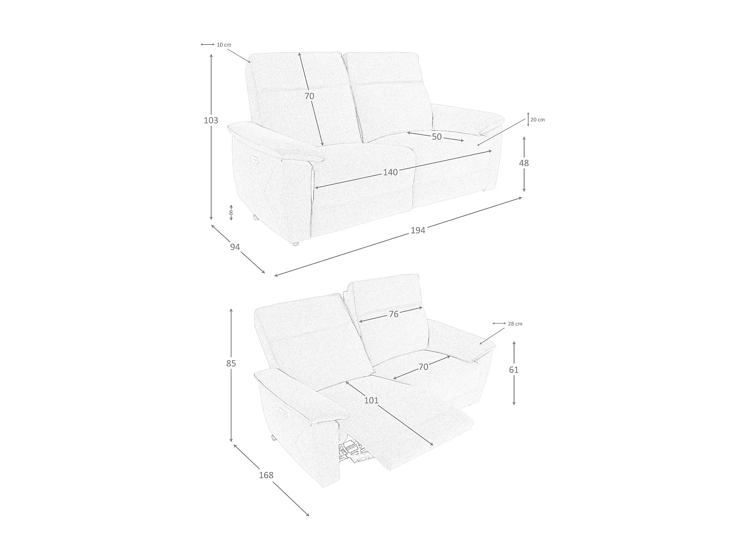 3-Sitzer-Sofa aus grauem Stoff  6192 ANGEL CERDA
