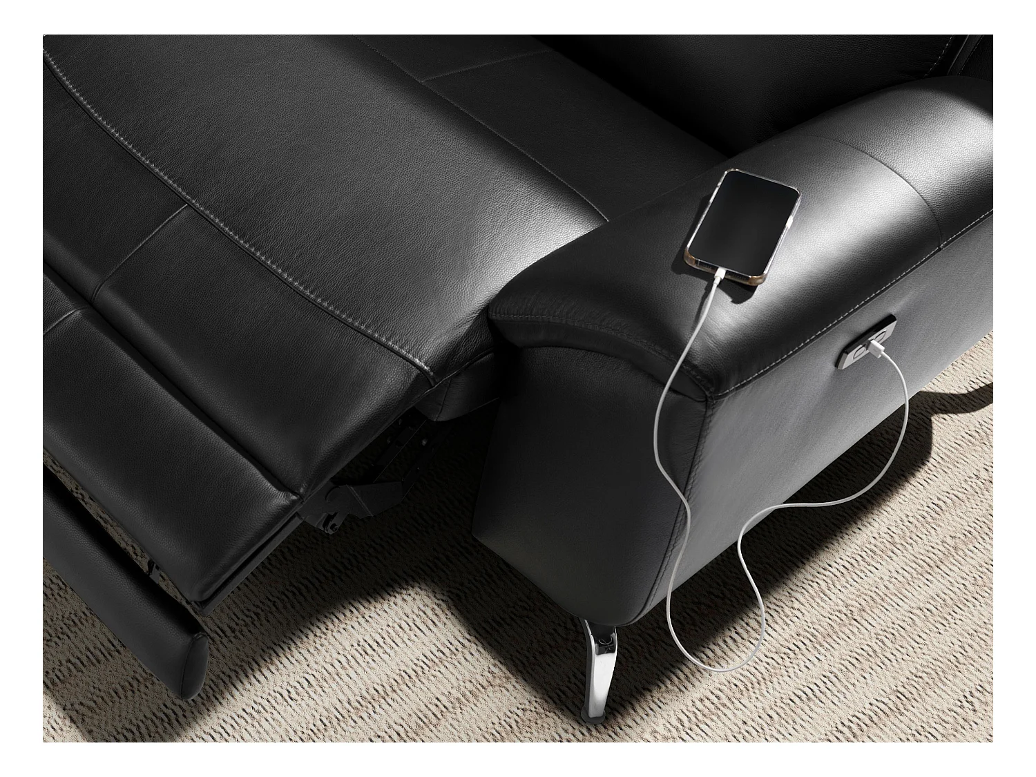 Divano relax a 2 posti in pelle nera 6193 ANGEL CERDA