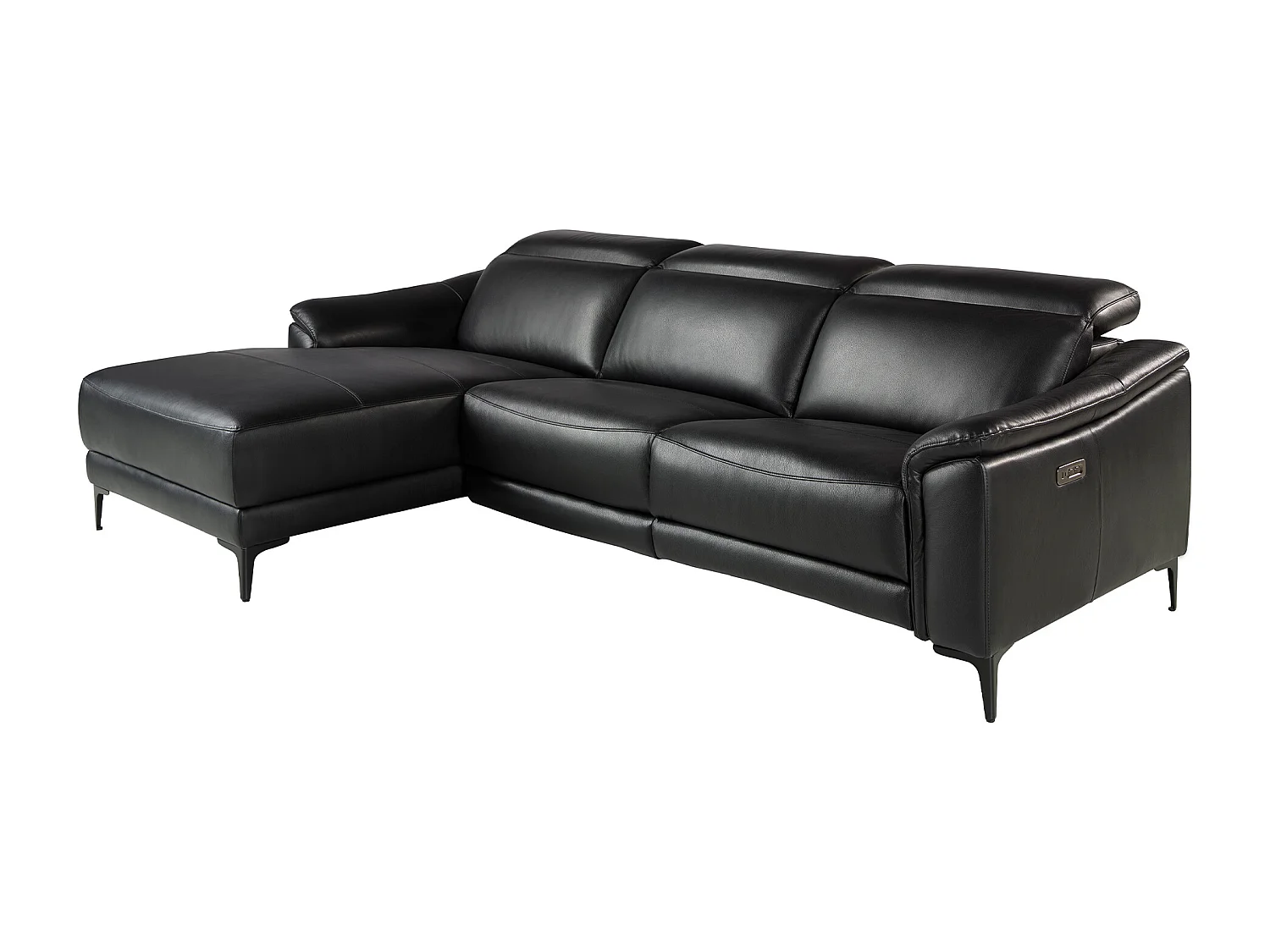 Linkes Chaiselongue-Relaxsofa aus schwarzem Leder 6206 ANGEL CERDA