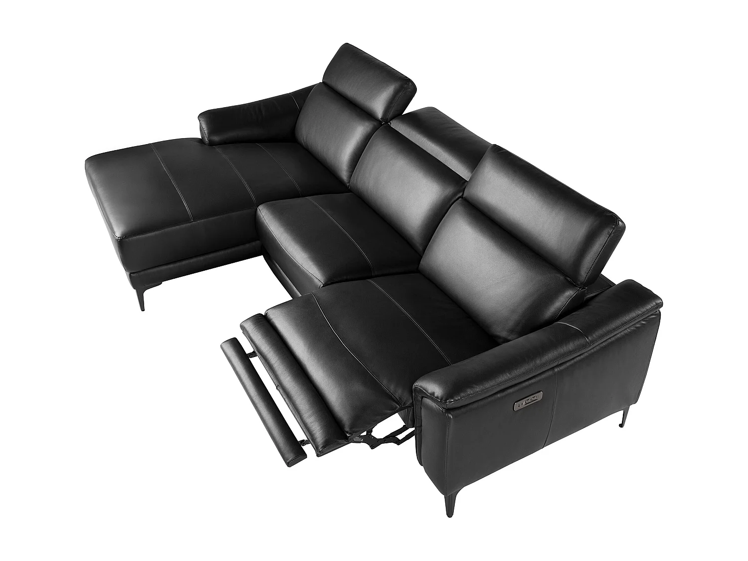 Linkes Chaiselongue-Relaxsofa aus schwarzem Leder 6206 ANGEL CERDA