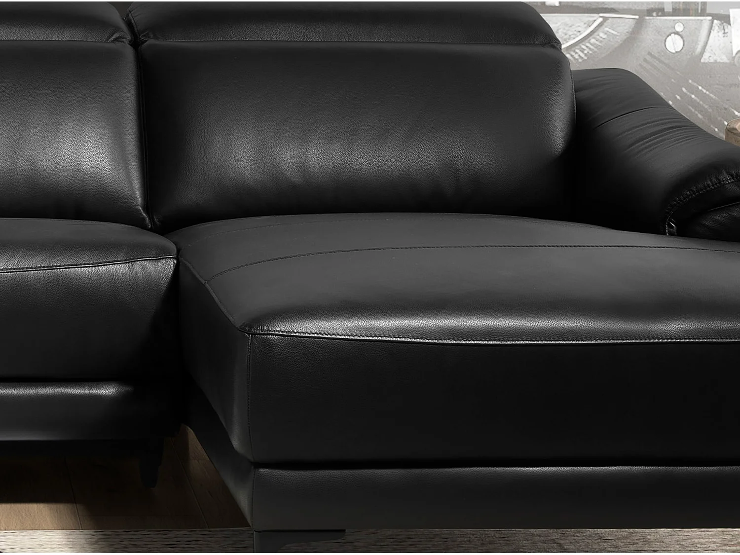 Linkes Chaiselongue-Relaxsofa aus schwarzem Leder 6206 ANGEL CERDA