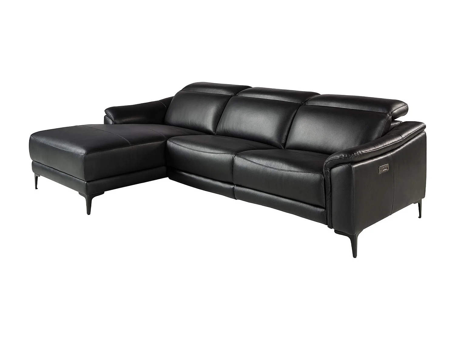 Linkes Chaiselongue-Relaxsofa aus schwarzem Leder 6206 ANGEL CERDA
