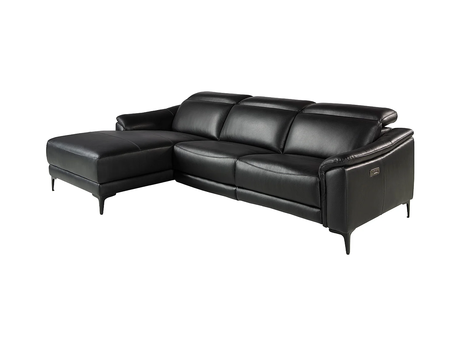 Canapé d'angle relax gauche en cuir noir 6206 ANGEL CERDA