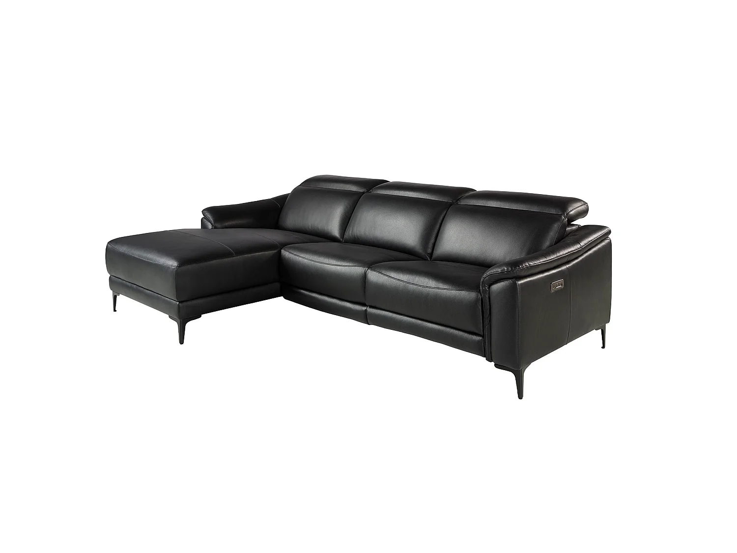 Divano relax con chaise longue sinistra in pelle nera 6206 ANGEL CERDA
