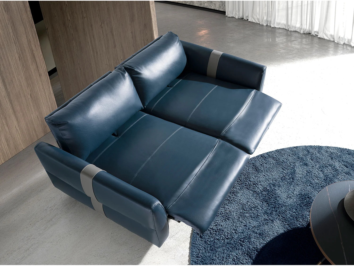 2 zitsbank blauw leer 6195 ANGEL CERDA