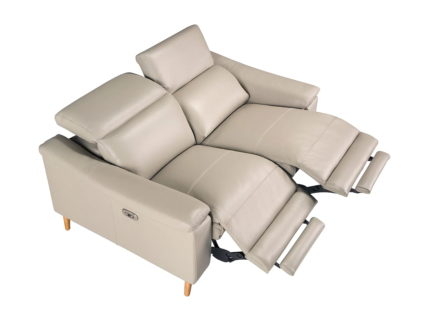 Canapé relax 2 places en cuir gris taupe 6189 ANGEL CERDA