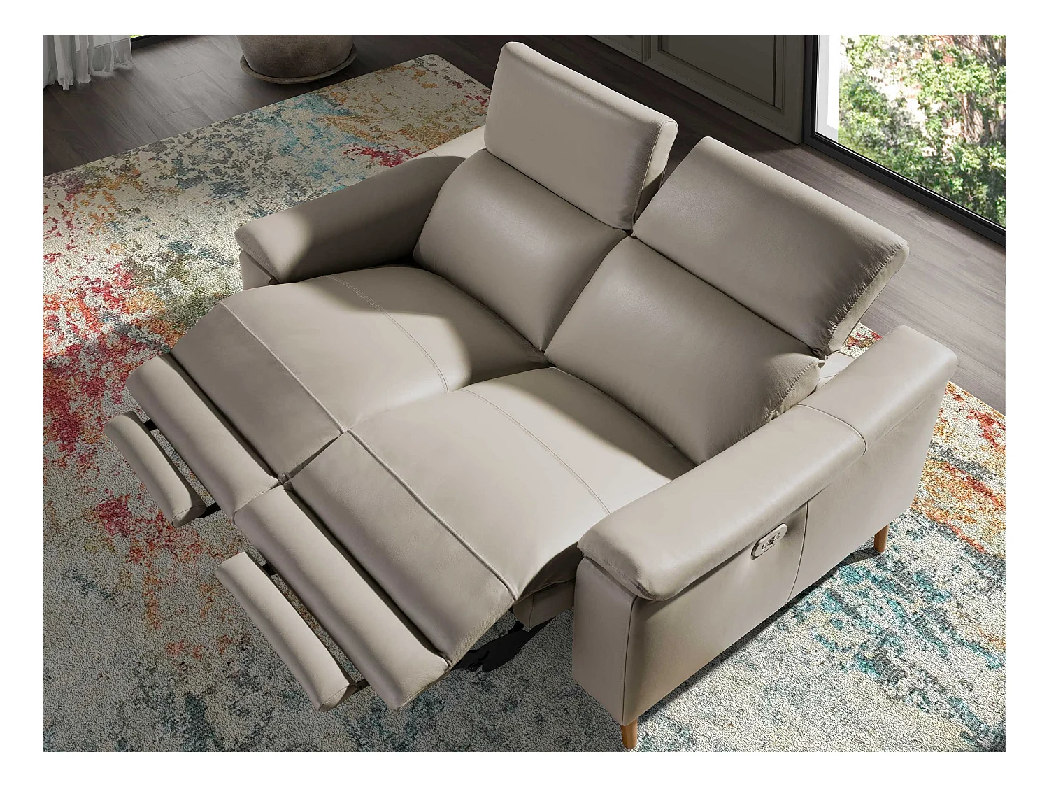 Divano relax a 2 posti in pelle grigio tortora   6189 ANGEL CERDA
