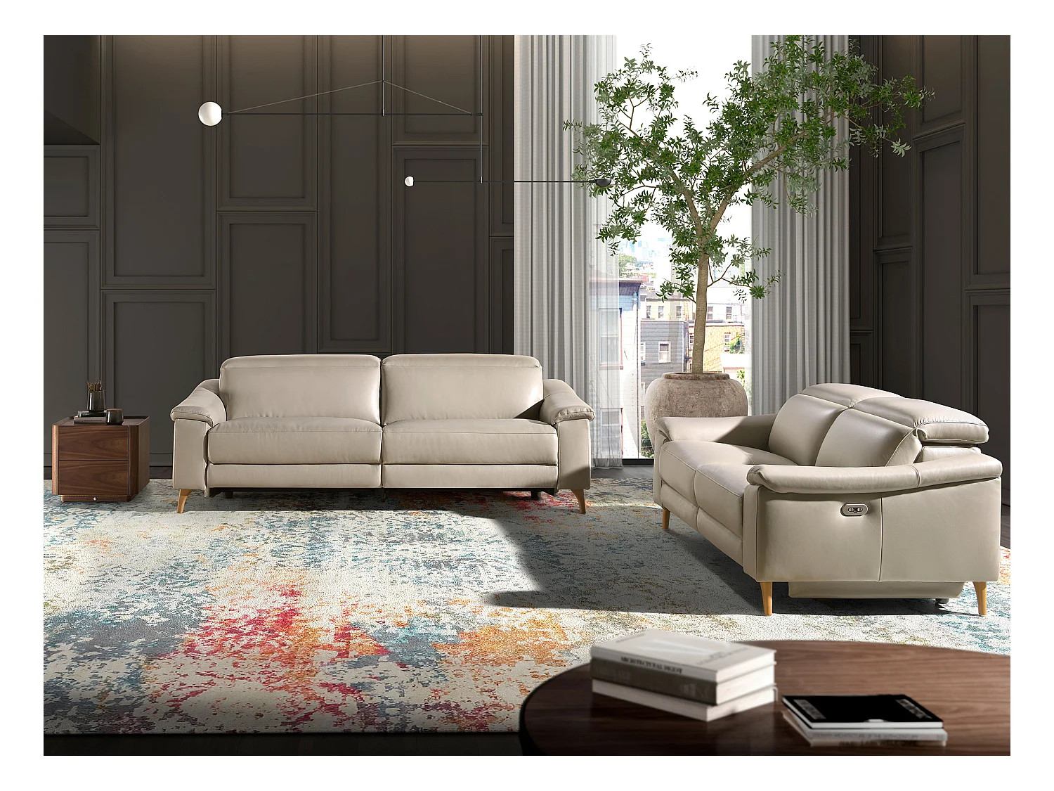 Divano relax a 2 posti in pelle grigio tortora   6189 ANGEL CERDA