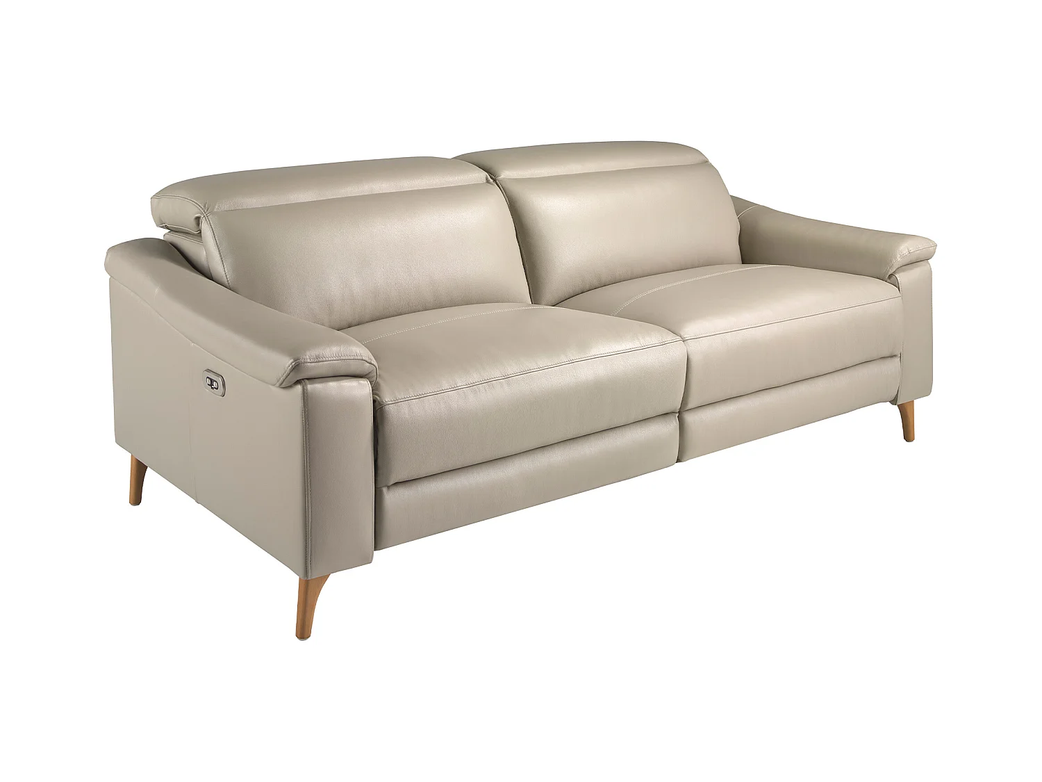 Sofá relaxante de 3 lugares em pele cinzenta taupe 6190