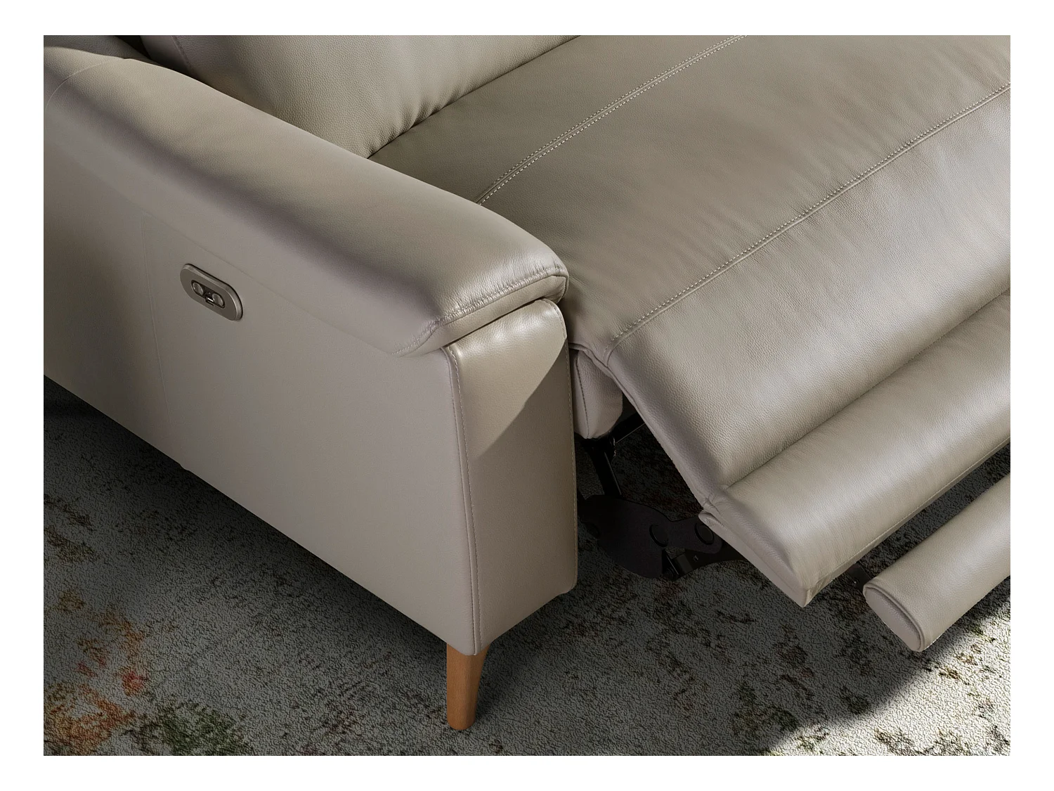 3-Sitzer-Relax-Sofa aus taupefarbenem Leder  6190 ANGEL CERDA