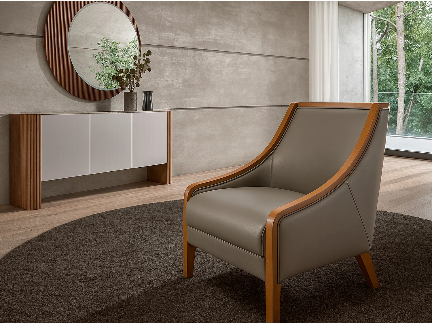 Fauteuil en cuir gris 5126 ANGEL CERDA