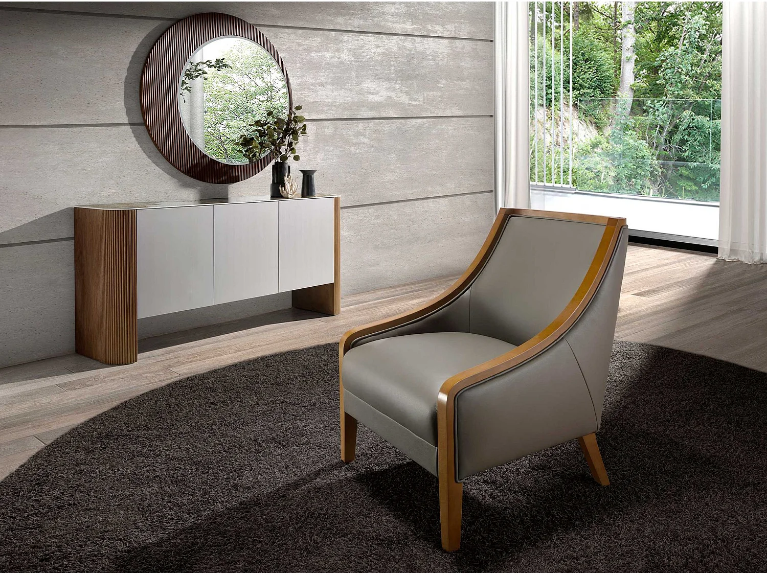 Grauer Ledersessel 5126 ANGEL CERDA
