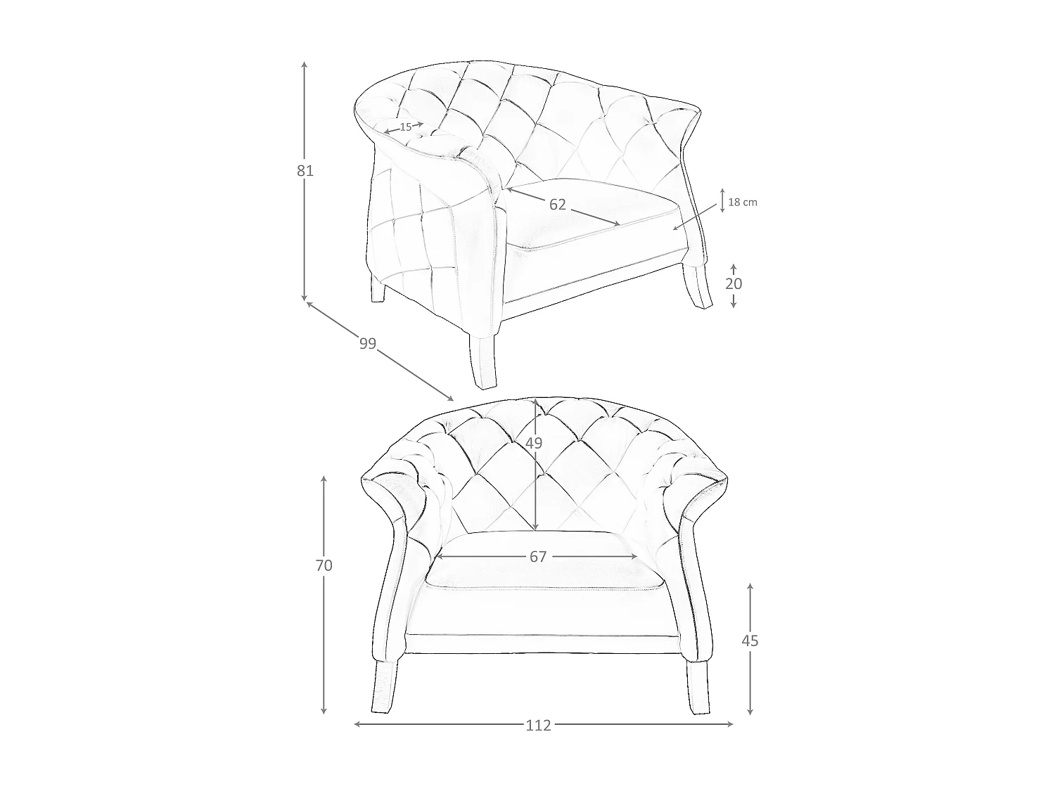 Fauteuil en cuir gris 5132 ANGEL CERDA