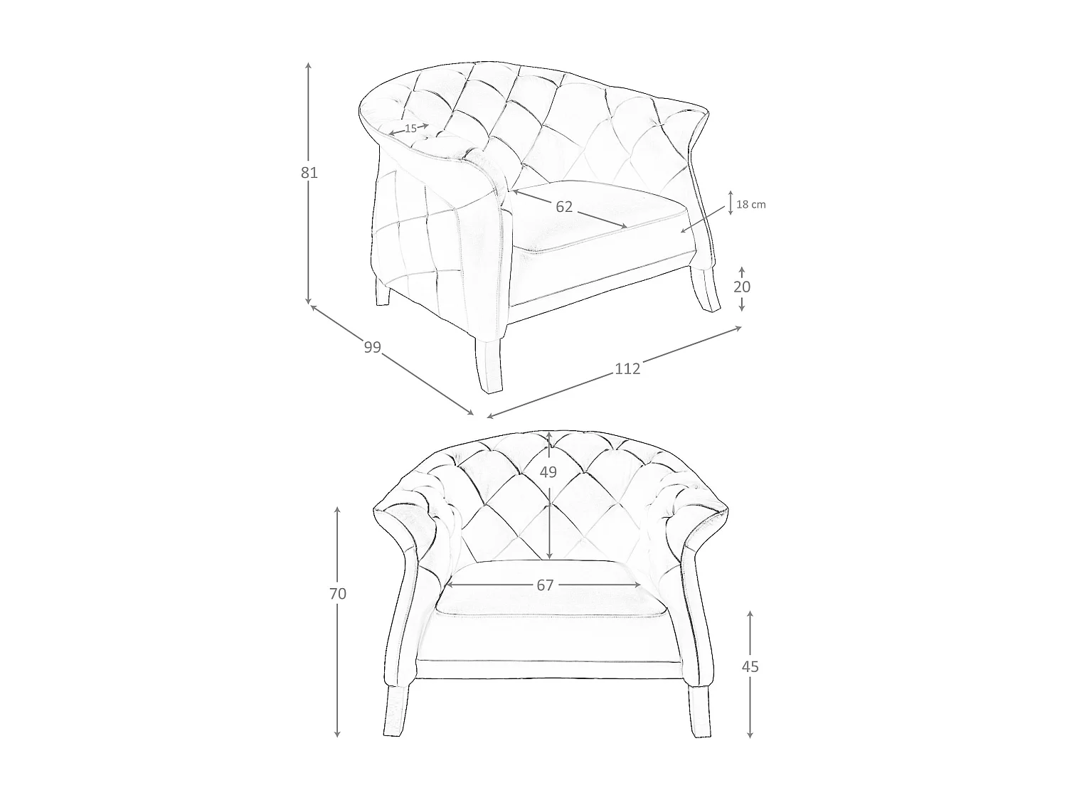 Fauteuil en cuir gris 5132 ANGEL CERDA