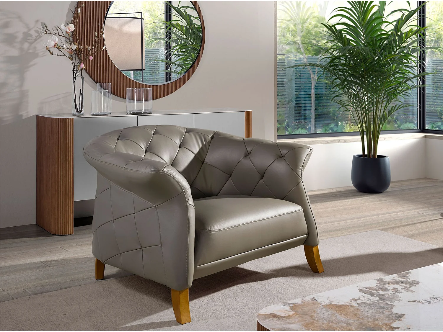 Grauer Ledersessel 5132 ANGEL CERDA