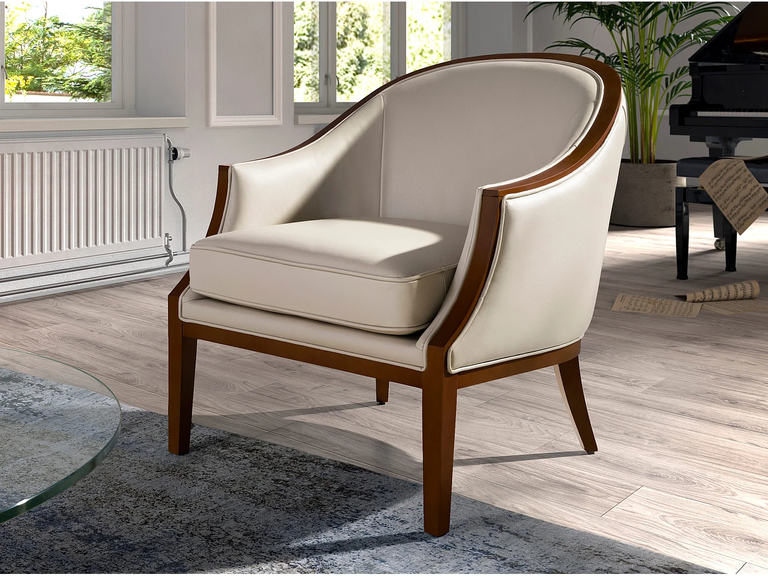 Fauteuil en cuir sable 5127 ANGEL CERDA
