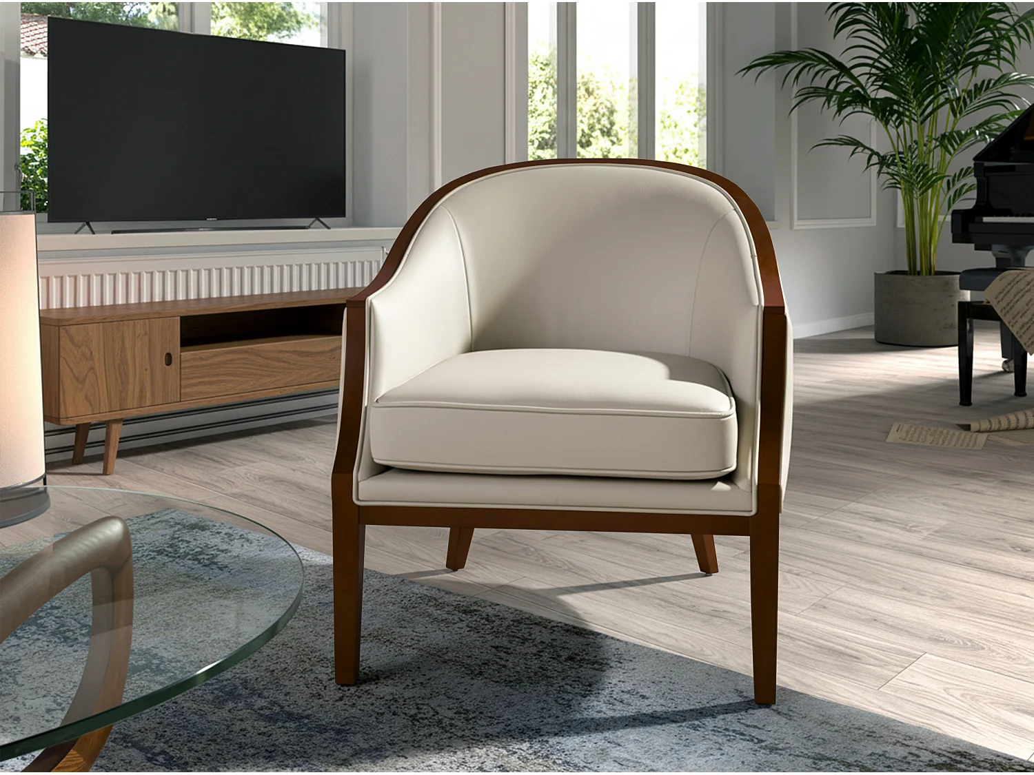 Fauteuil en cuir sable 5127 ANGEL CERDA