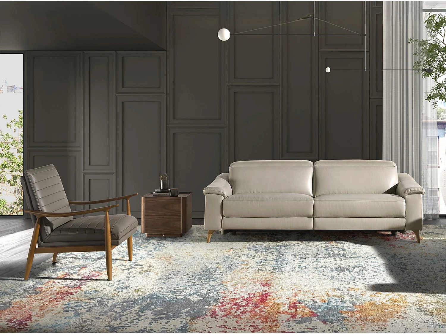 Fauteuil donkergrijs leer 5130 ANGEL CERDA