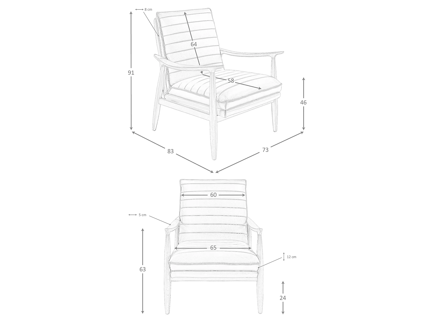 Fauteuil donkergrijs leer 5130 ANGEL CERDA