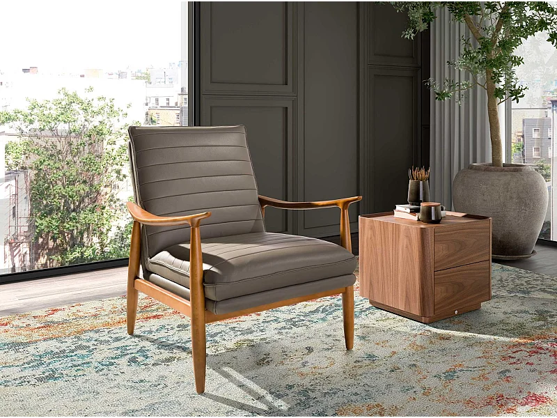 Fauteuil en cuir gris foncé 5130 ANGEL CERDA