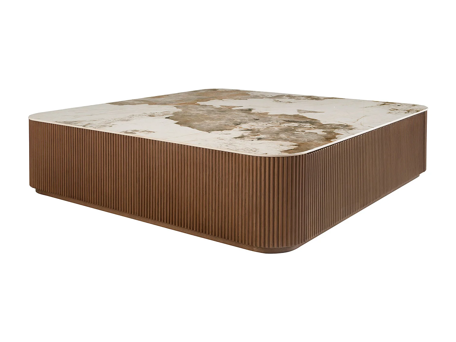 Vierkante salontafel van porselein marmer en walnoot 2140 ANGEL CERDA