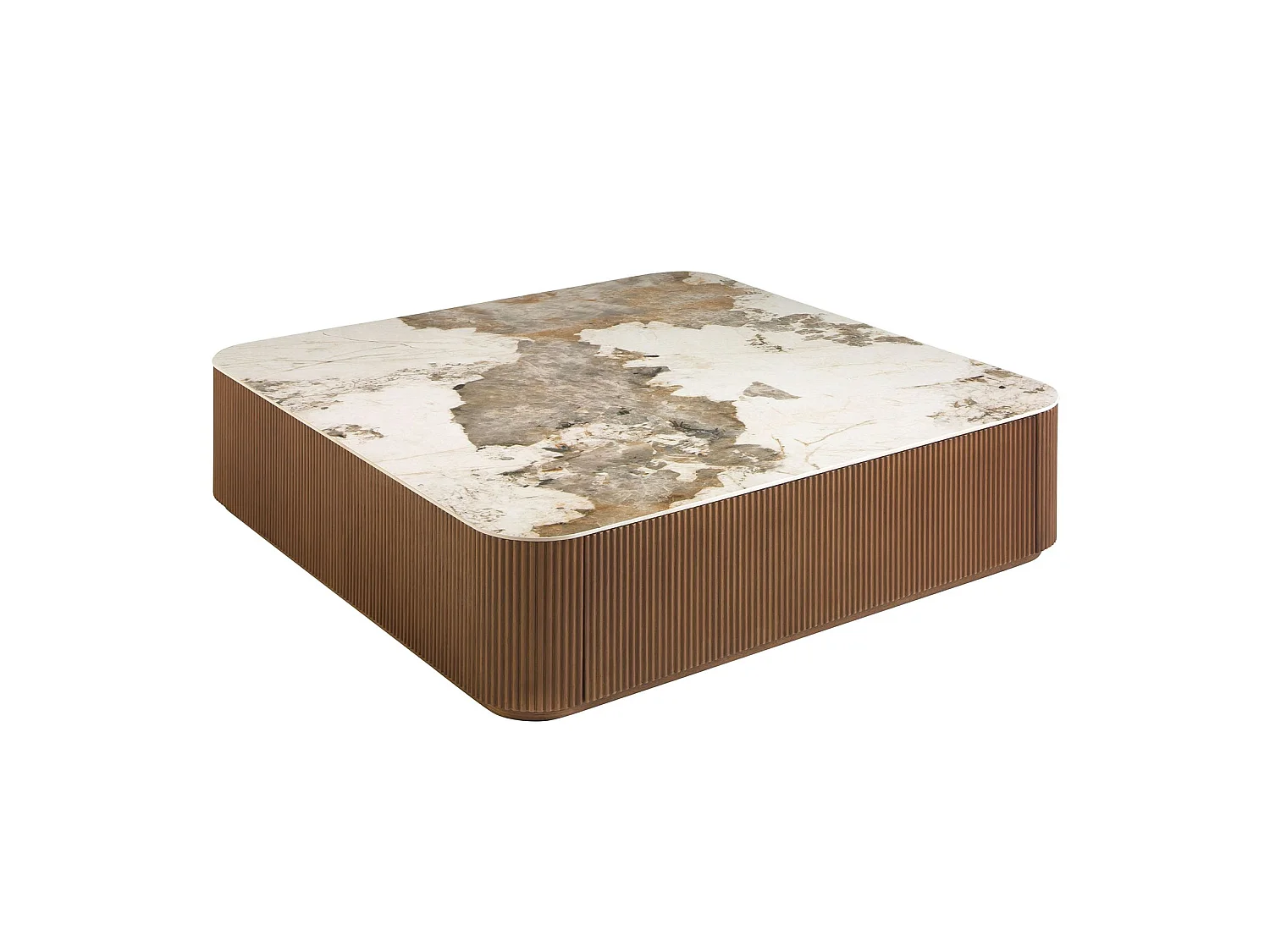 Quadratischer Couchtisch aus Porzellanmarmor und Nussbaumholz 2140 ANGEL CERDA