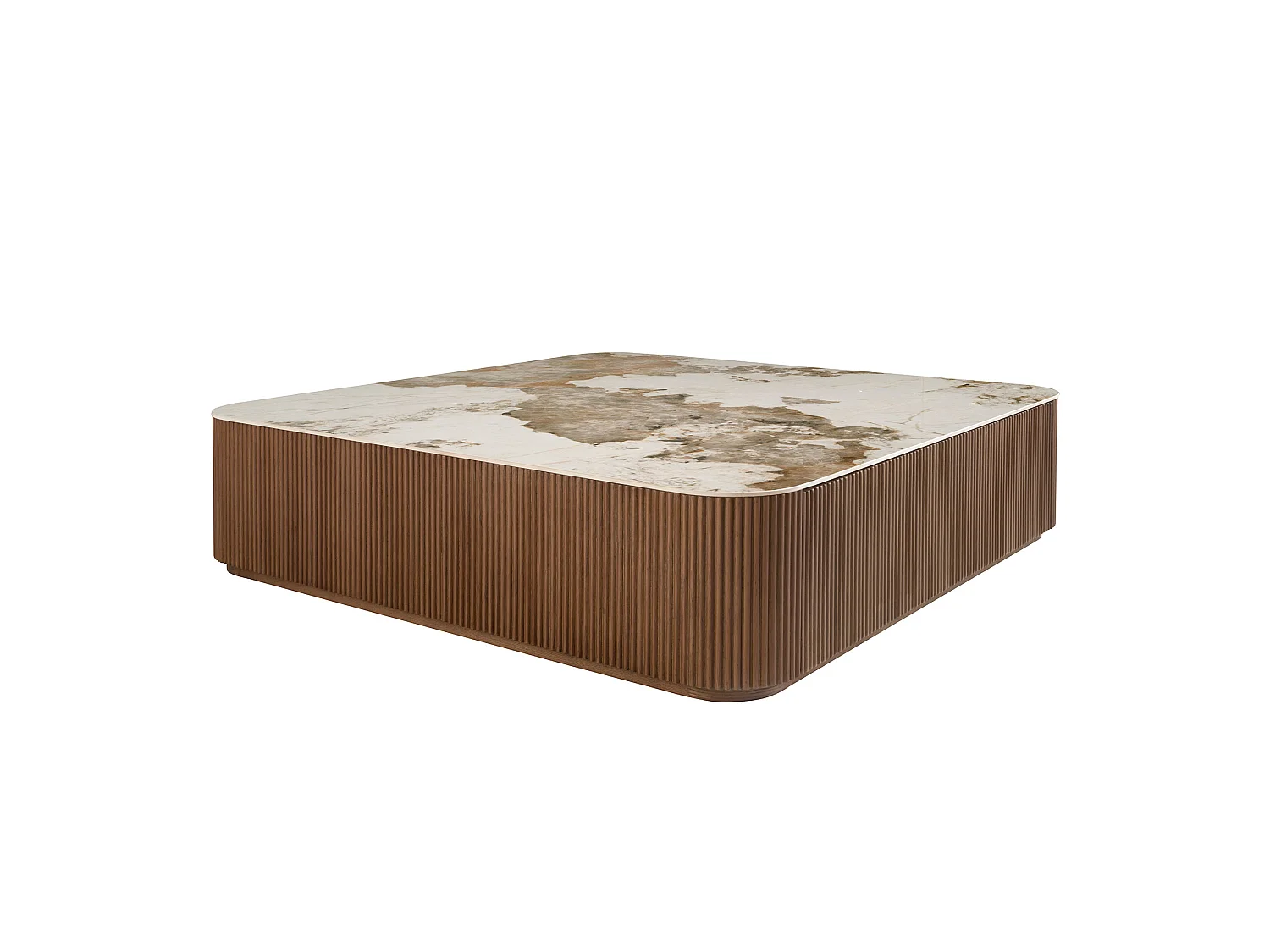 Quadratischer Couchtisch aus Porzellanmarmor und Nussbaumholz 2140 ANGEL CERDA