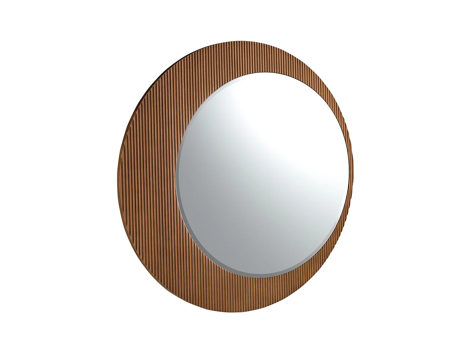 Miroir mural rond noyer