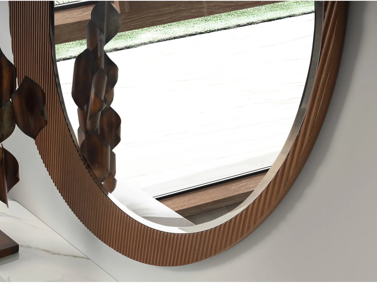 Miroir mural rond noyer 3262 ANGEL CERDA