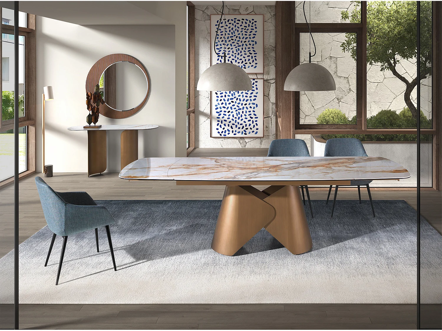 Miroir mural rond noyer 3262 ANGEL CERDA
