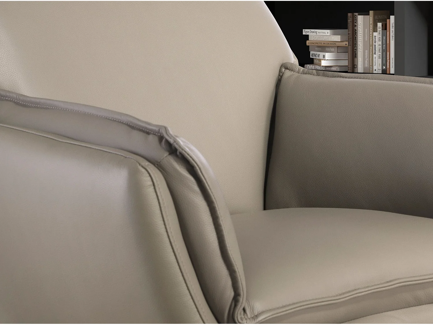 Dunkelgrauer Leder-Drehsessel