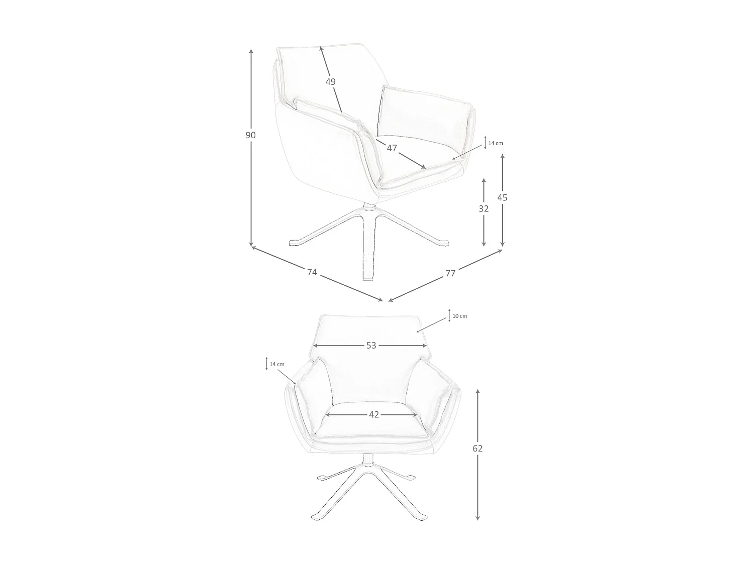 Dunkelgrauer Leder-Drehsessel