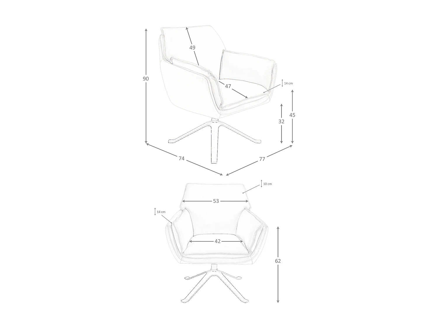 Dunkelgrauer Leder-Drehsessel