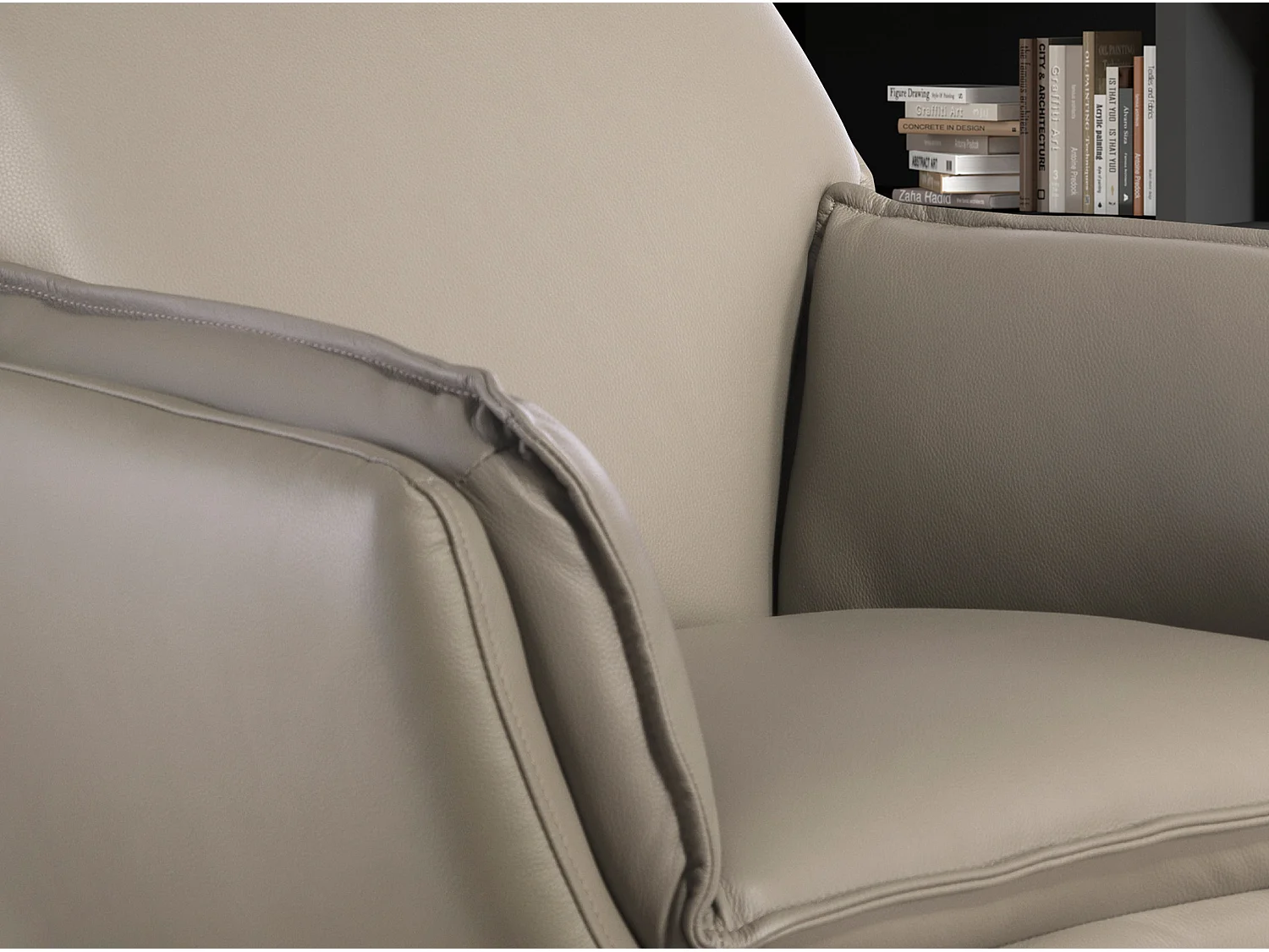 Dunkelgrauer Leder-Drehsessel