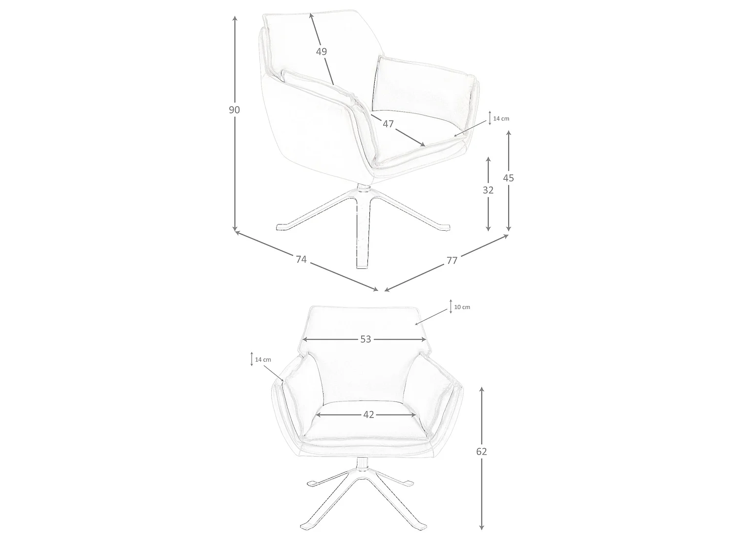 Fauteuil pivotant en cuir gris foncé 5125 ANGEL CERDA
